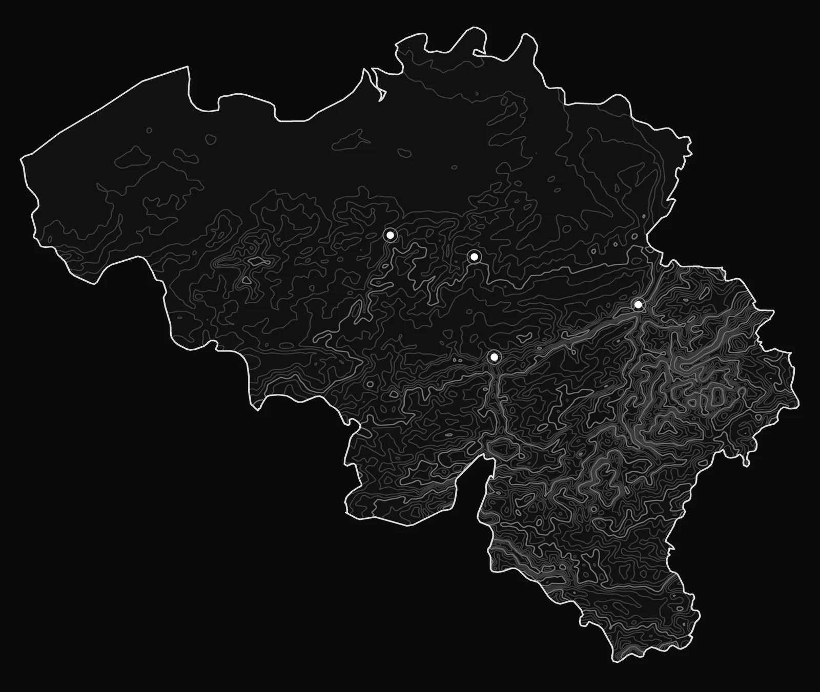 Carte des implantations Atelier 47 en Belgique